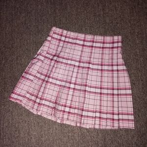 New pink plaid mini skirt size small Y2k Era